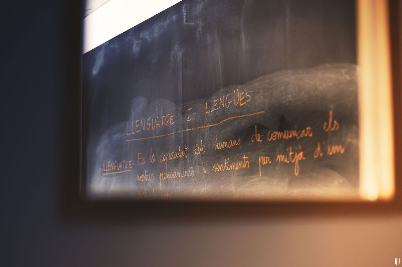 Pissarra on es veu escrita la paraula llenguatge