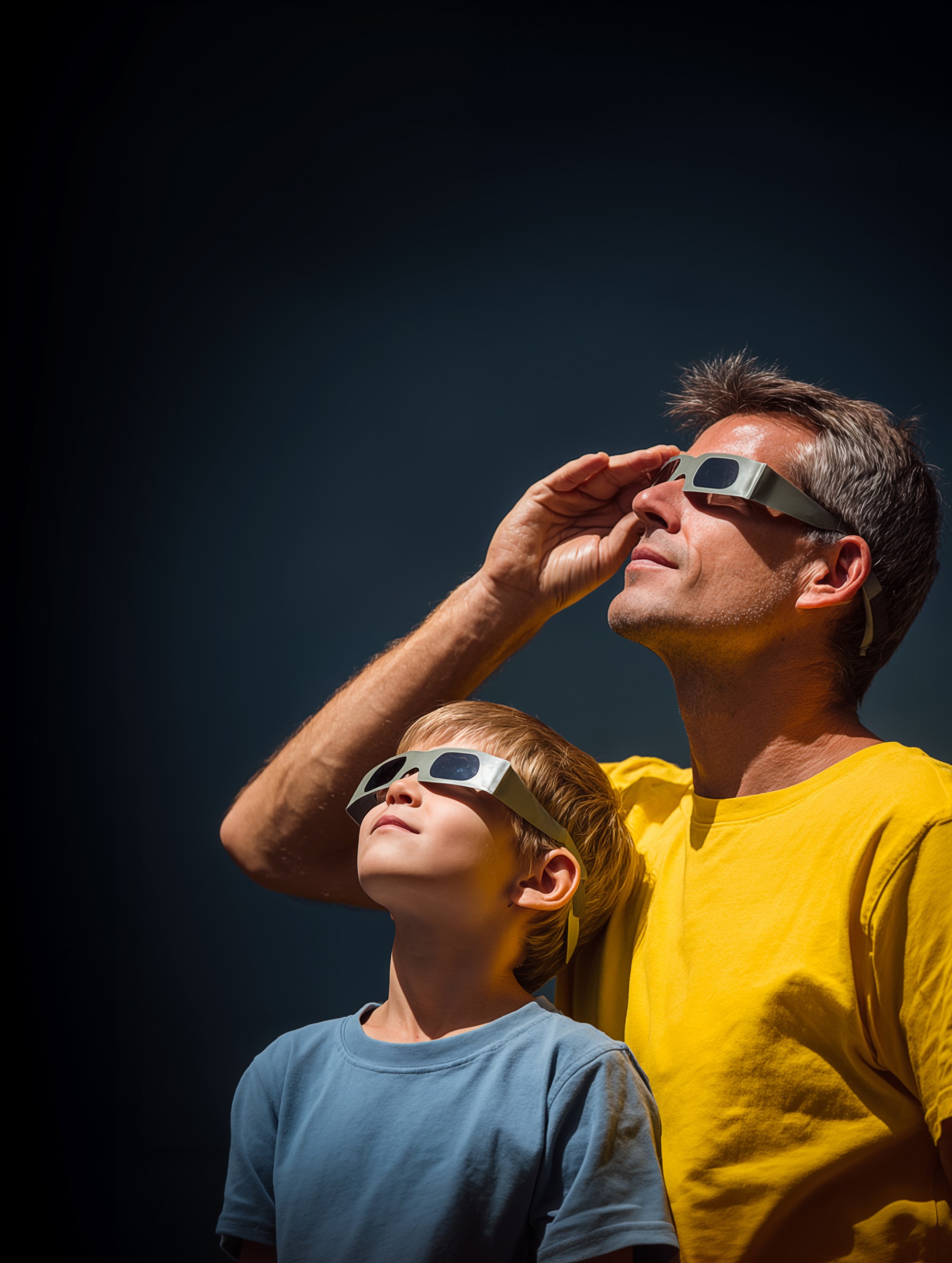 Niño y adulto con gafas de protección