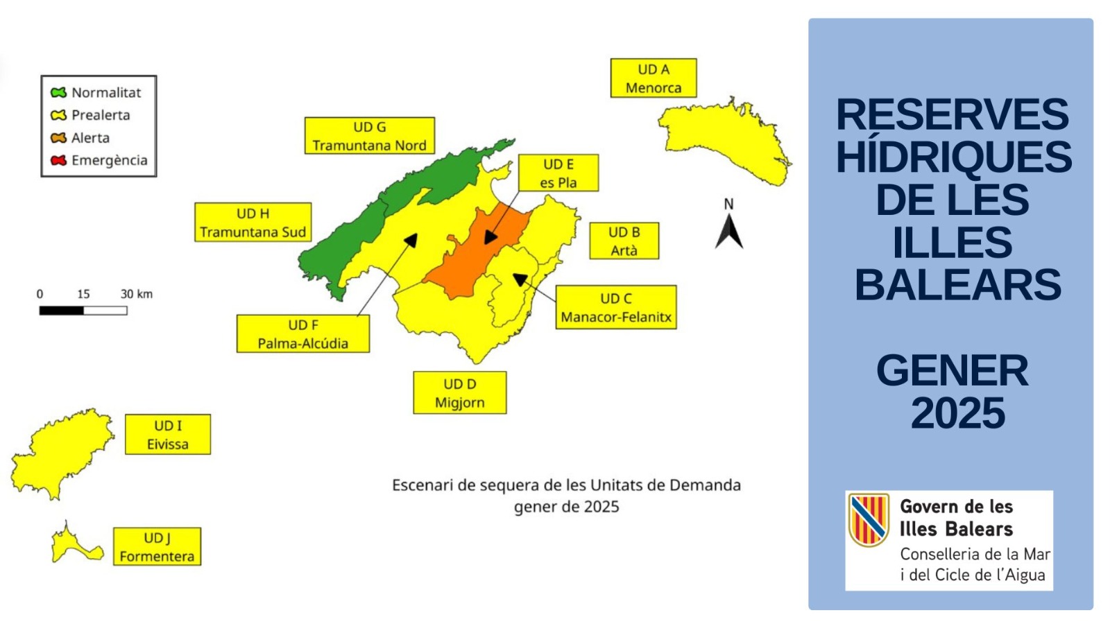 Reserves hídriques de les Illes Balears gener 2025