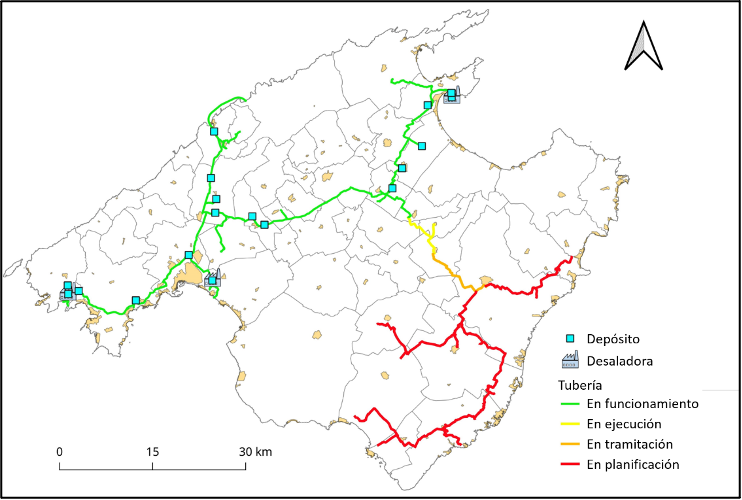 Mapa de les dessalinitzadores de Mallorca