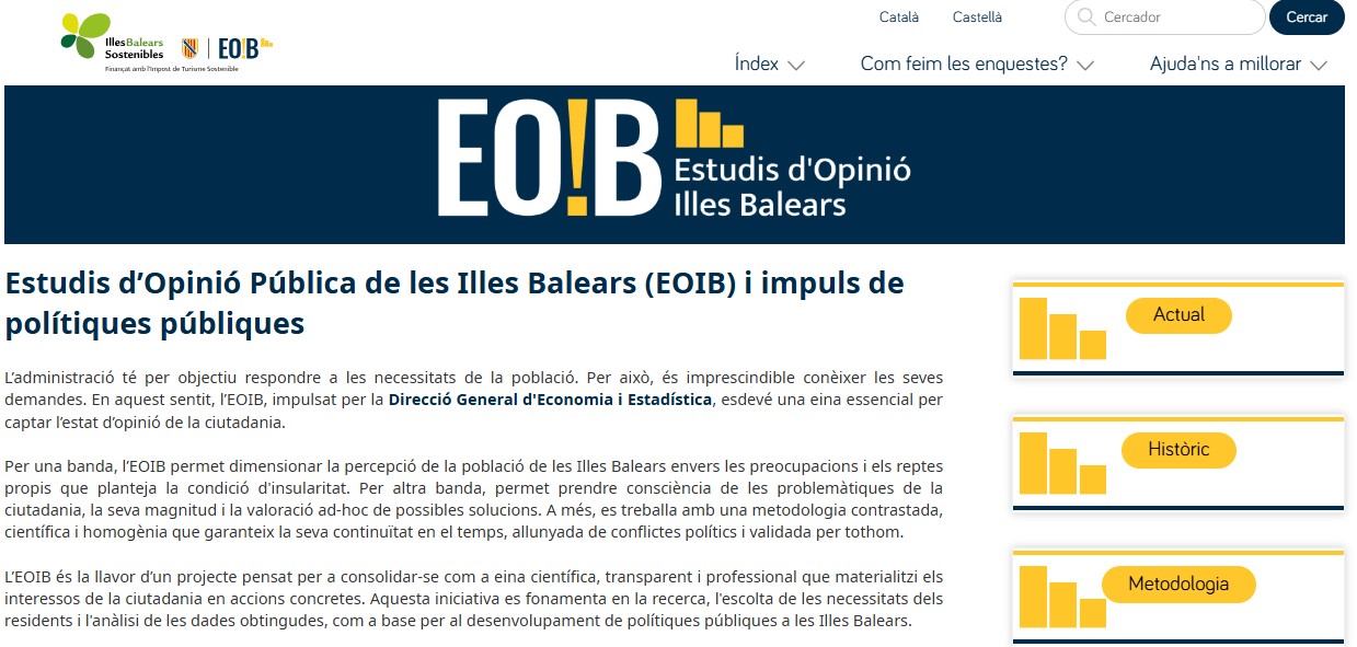 Captura de pantalla de la web de l'EOIB.