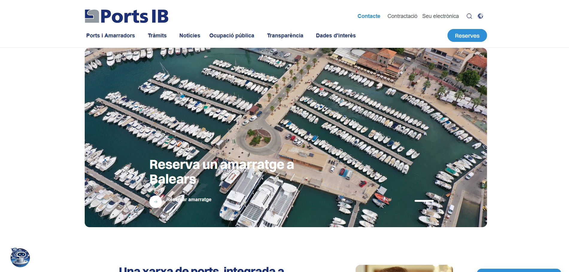 Captura de pantalla de la nova web de PortsIB.