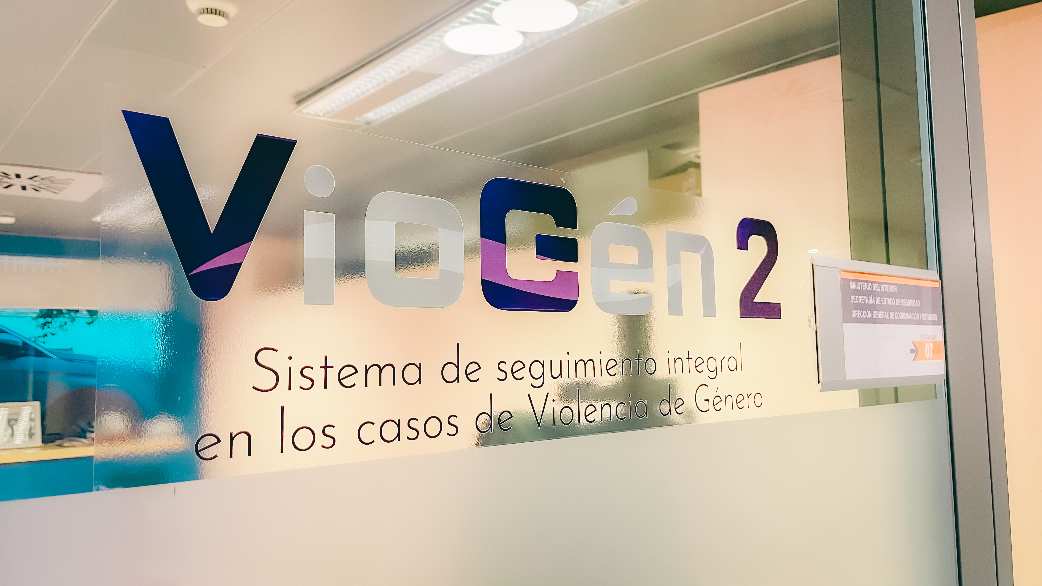 Logotip de VioGén 2 a unes oficines del Ministeri 