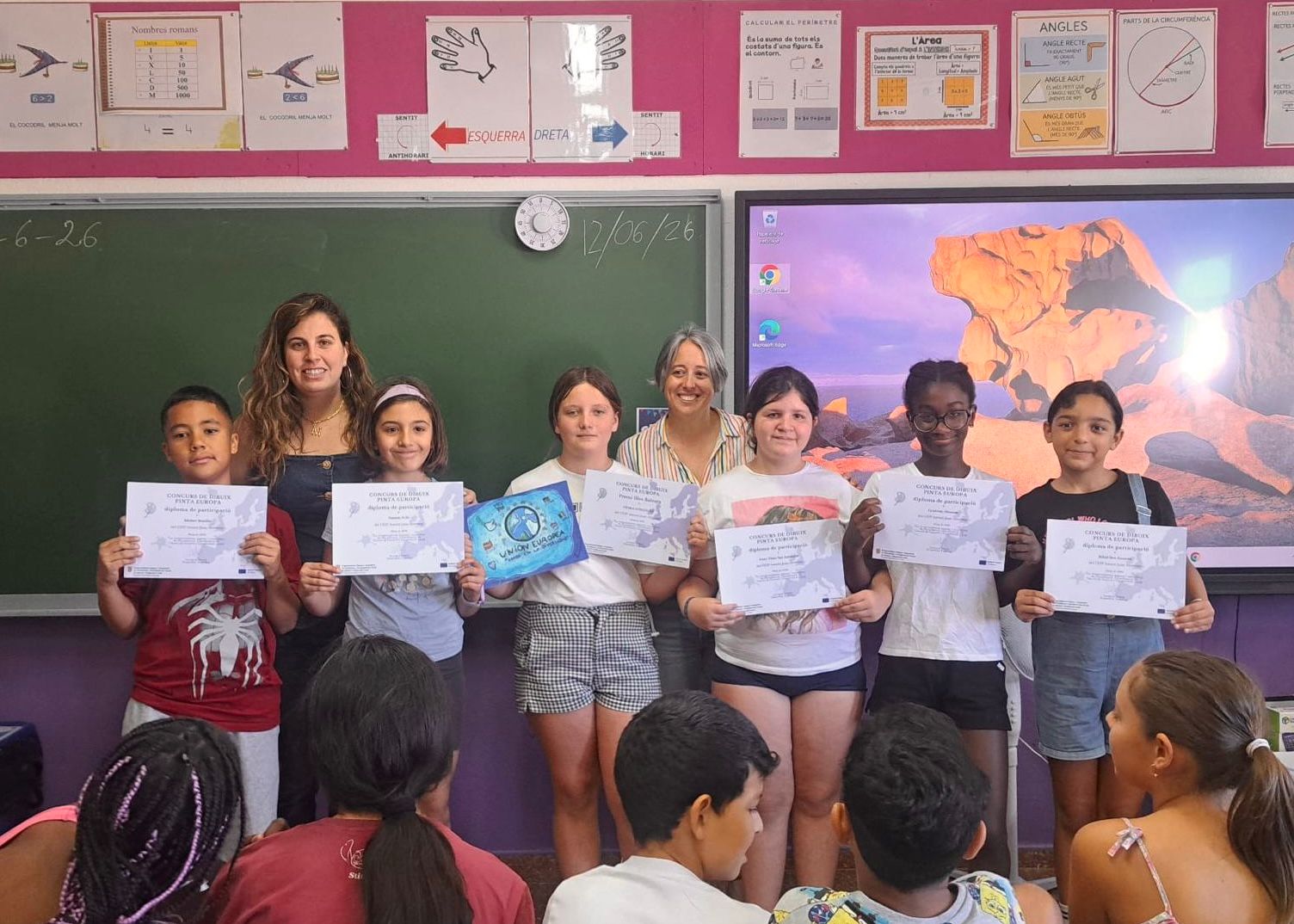 Escolars de Menorca premiats en el concurs de dibuix «Pinta Europa» 2026.