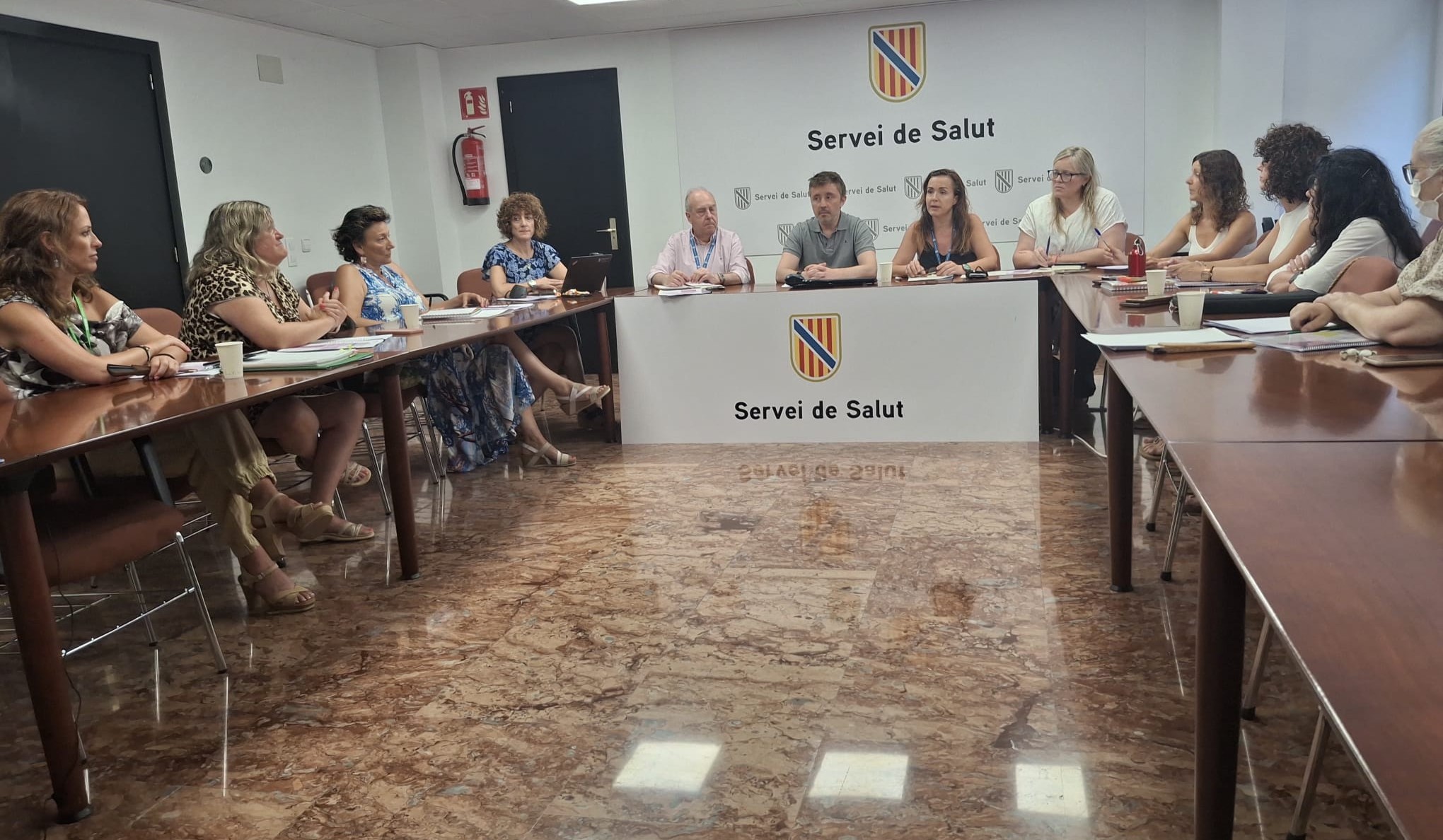 Imatge de la reunió. Al centre, el director del Servei de Salut, Javier Ureña.
