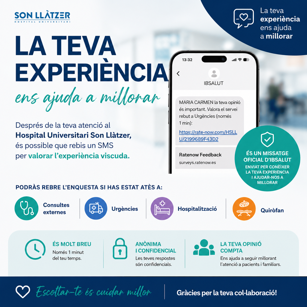 Cartell sobre l'enquesta d'opinió de l'Hospital Son Llàtzer