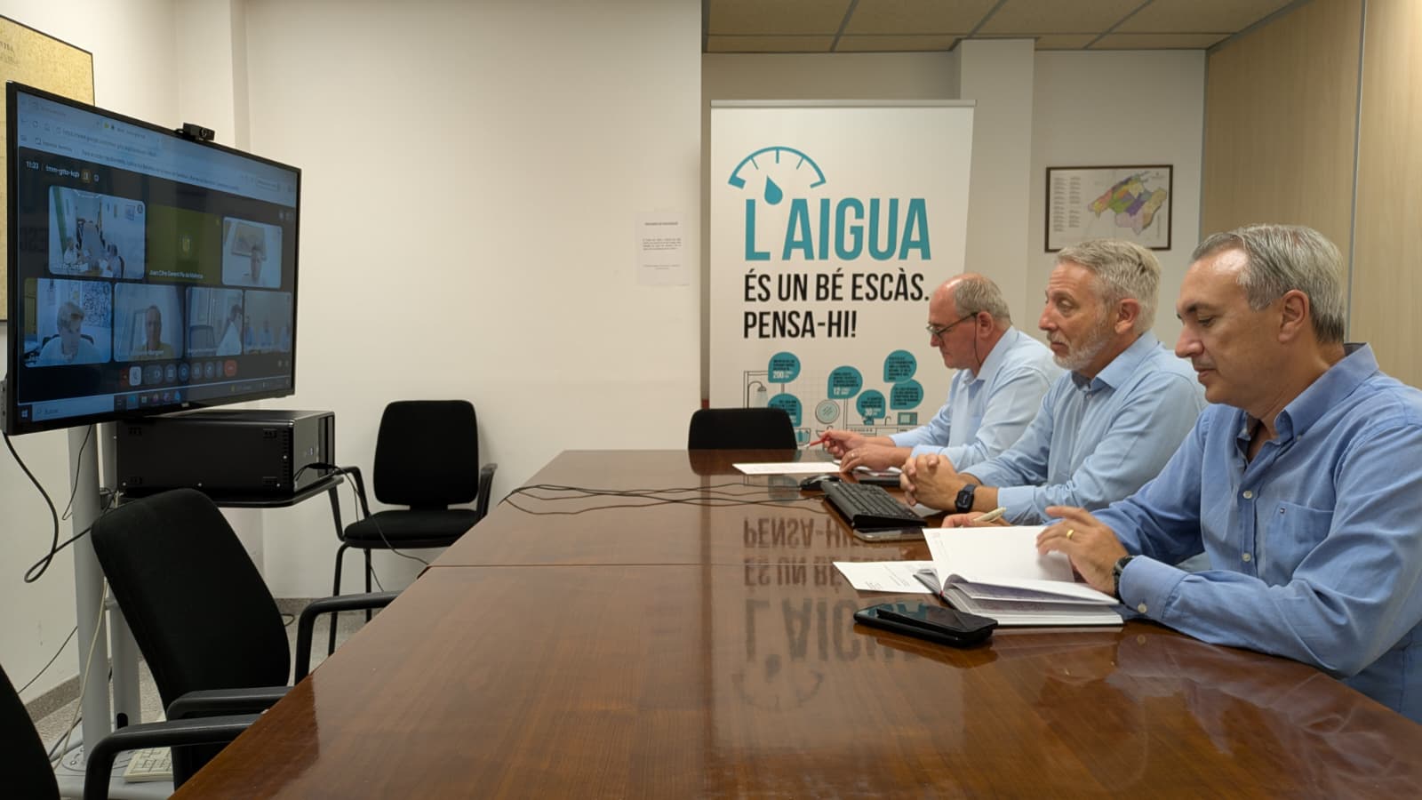 El director general de Recursos Hídrics, Joan Calafat, s'ha reunit telemàticament amb els representants de la Mancomunitat del Pla de Mallorca