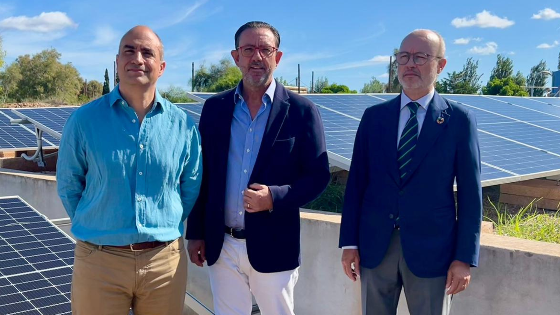 El conseller d'Empresa, Ocupació i Energia, Alejandro Sáenz de San Pedro. Joan Rams, director general de Palma Aquarium, i Martí Ribas, director general d'Endesa a les Illes Balears.