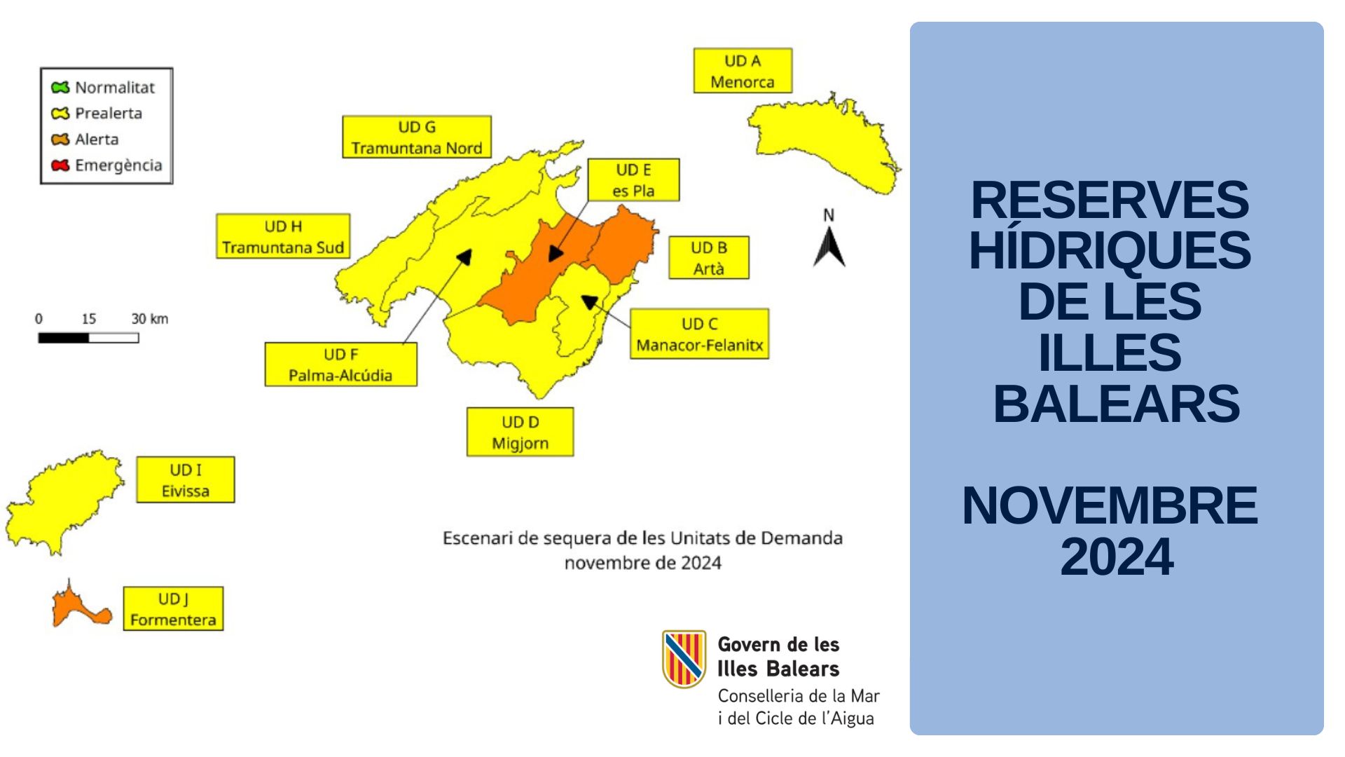 Reserves hídriques de les Illes Balears novembre 2024